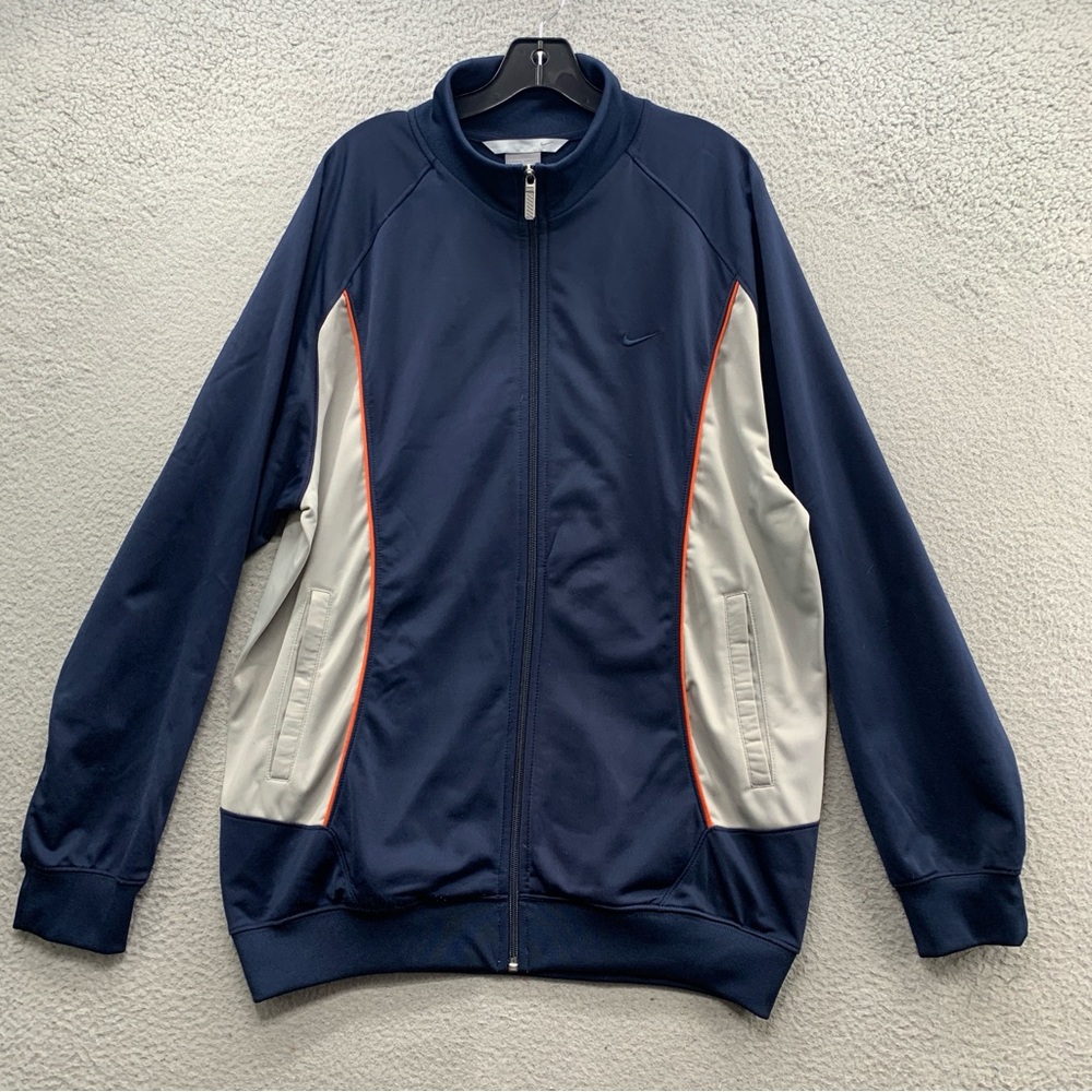 Nike Men's Size XL Full Zip Training Navy Blue Gray  Long Sleeve Jacket Pullover